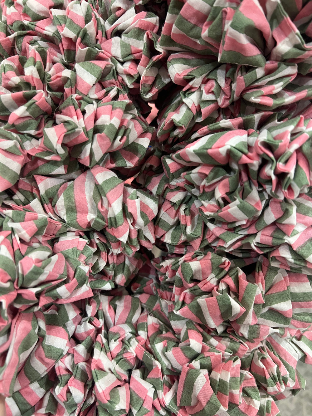 Candy Stripe Scrunchie in Sage & Pink - Dilli Grey