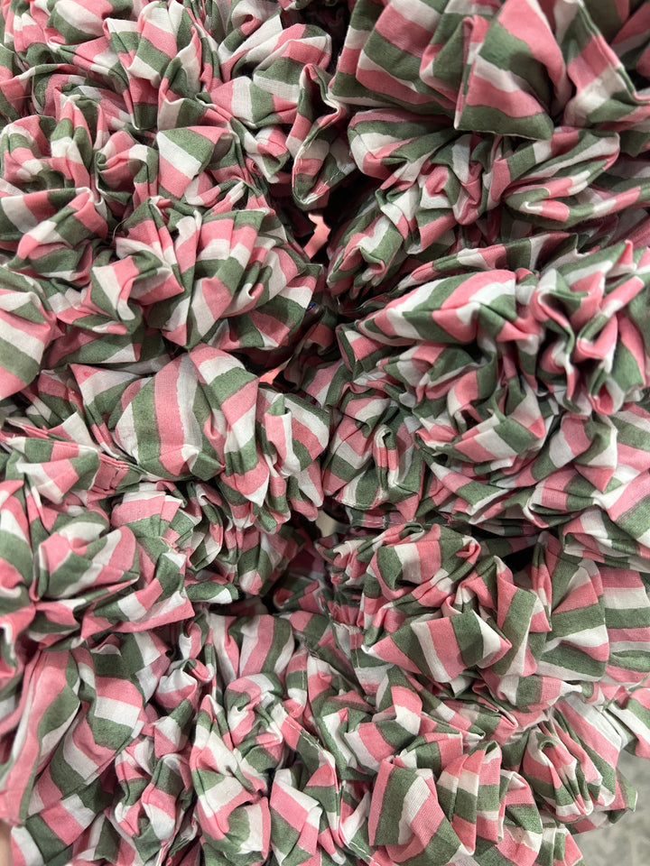 Candy Stripe Scrunchie in Sage & Pink - Dilli Grey
