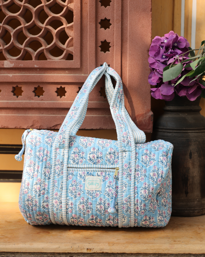 Dusty Blue and Lavender Mogra Mini Bowling Bag