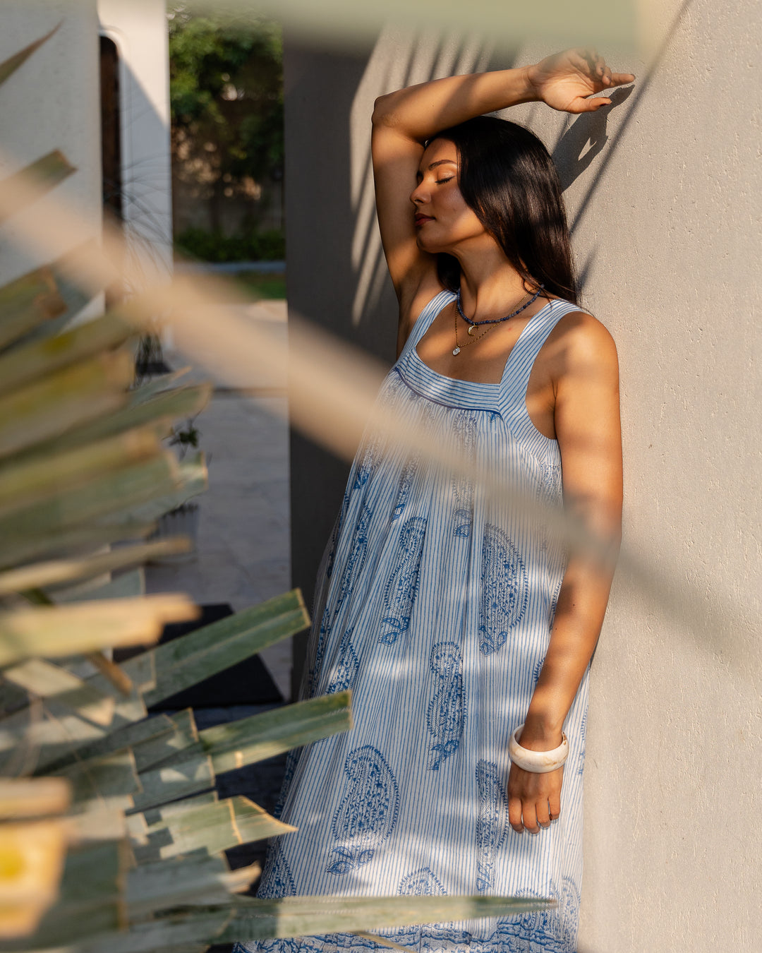 Kaya Maxi Sundress in Dusty Blue - Dilli Grey