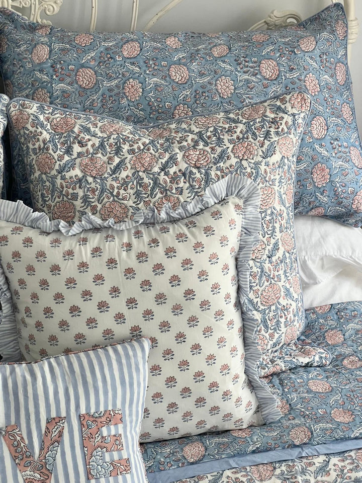 Glacier Blue Johari Hand-Block Printed Pillowcase