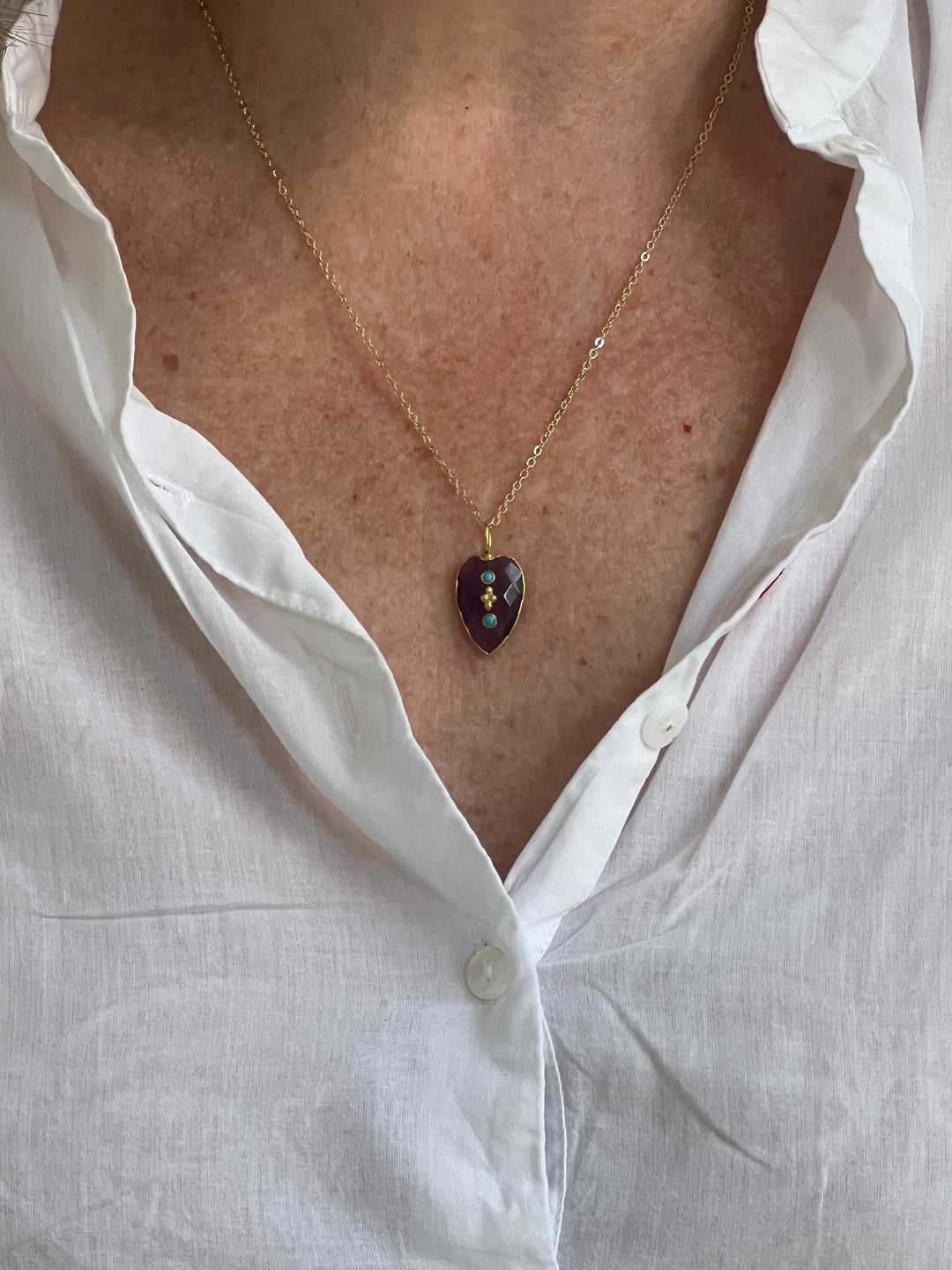 Jaipur Faceted Heart Necklace in Amethyst