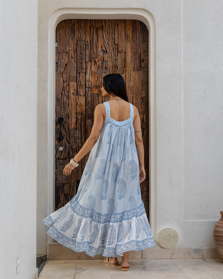 Kaya Maxi Sundress in Dusty Blue - Dilli Grey