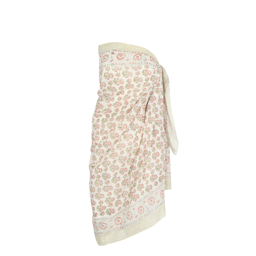 PRE-ORDER: 100% cotton sarong in pink aster print