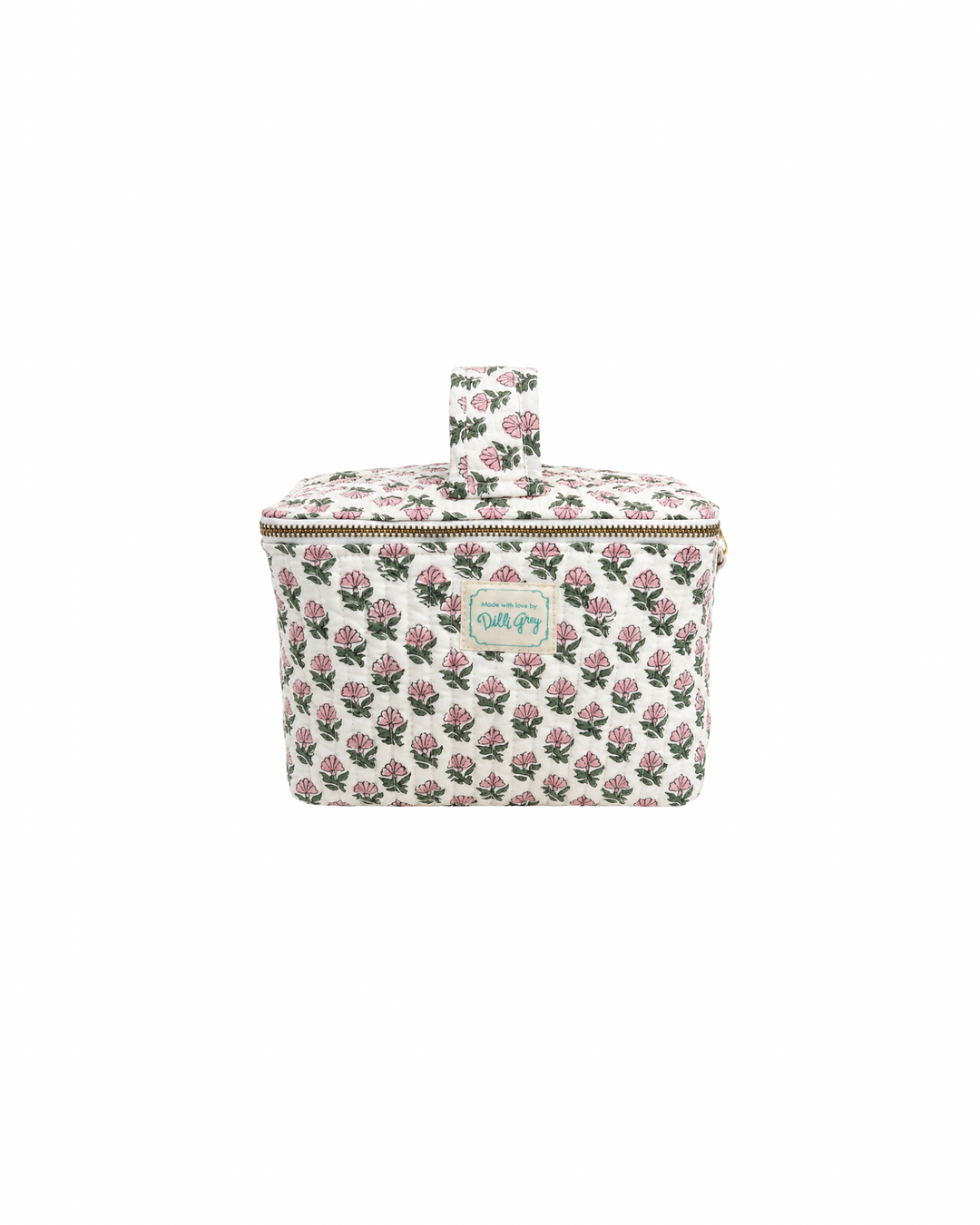 Daisy Buta Cosmetics Case in white & sage green - Dilli Grey
