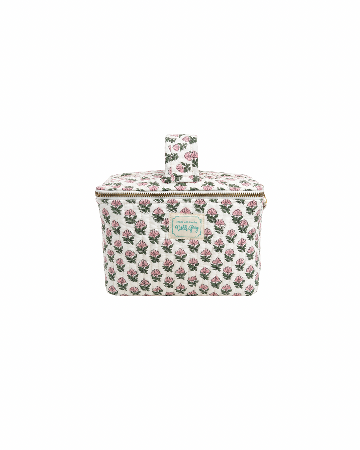 Daisy Buta Cosmetics Case in white & sage green - Dilli Grey