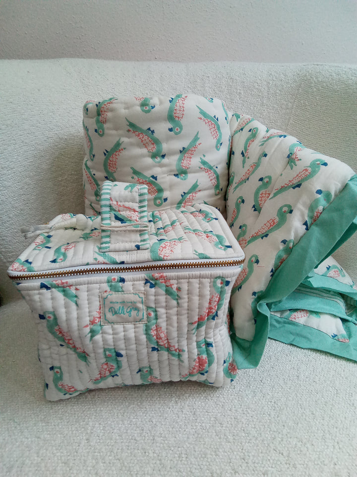 Parrot mini quilt in Sage