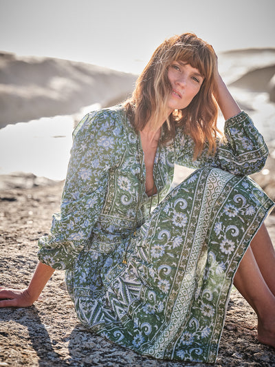 Issy Midi Heritage Dress In Tulsi