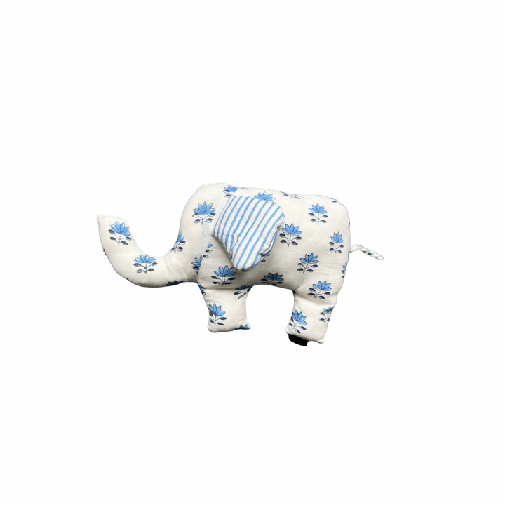 Lotus Block-Print Elephant in Cornflower