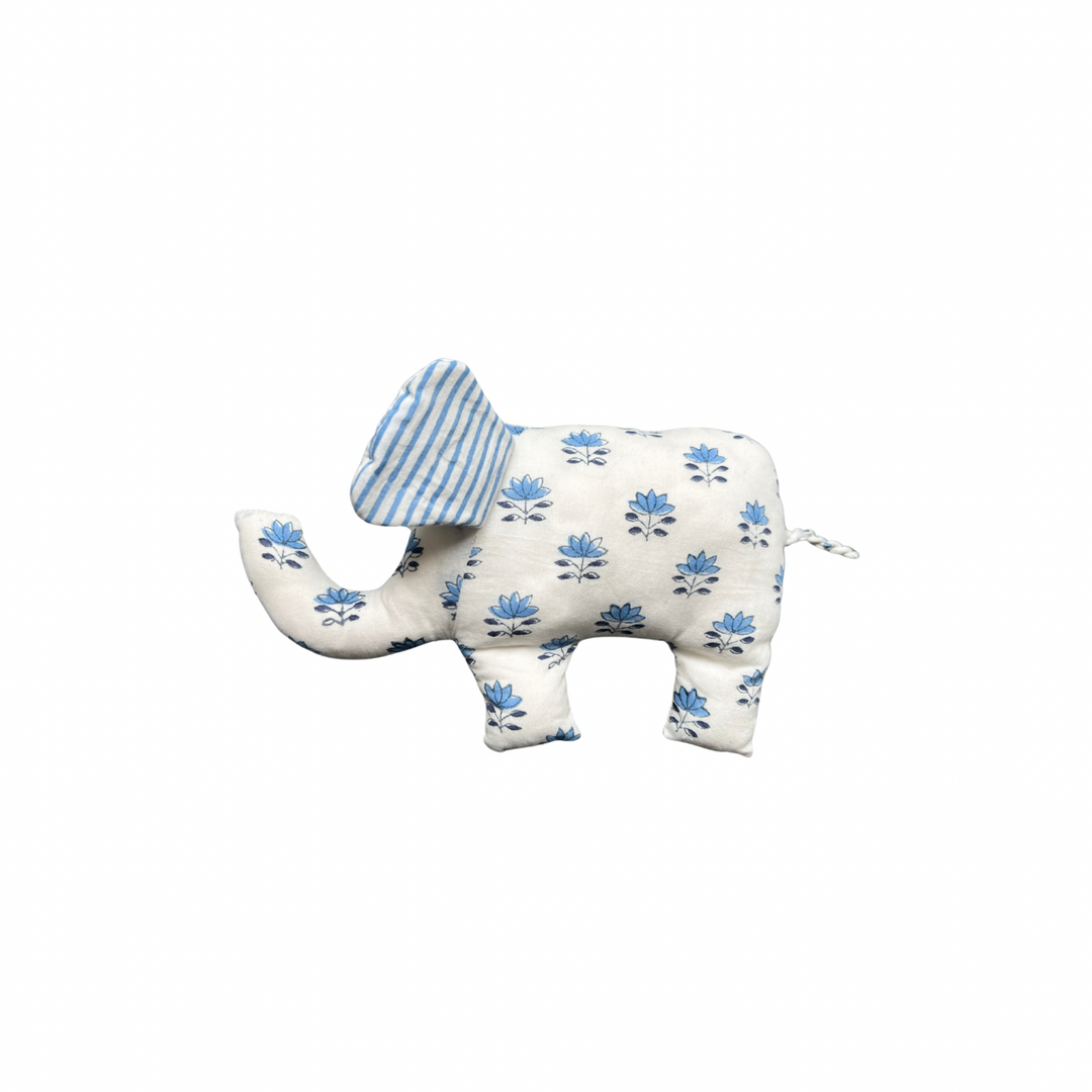 Lotus Block-Print Elephant in Cornflower