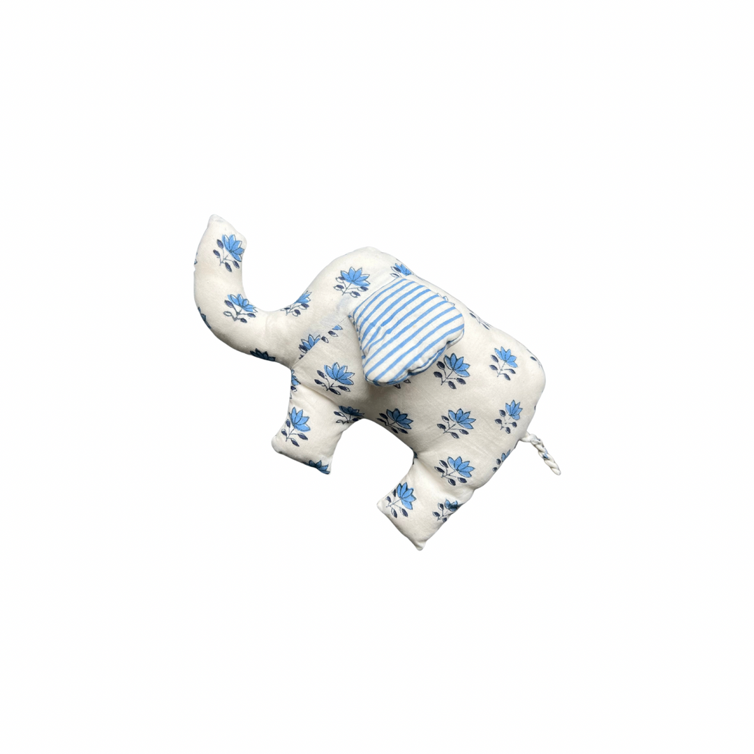 Lotus Block-Print Elephant in Cornflower