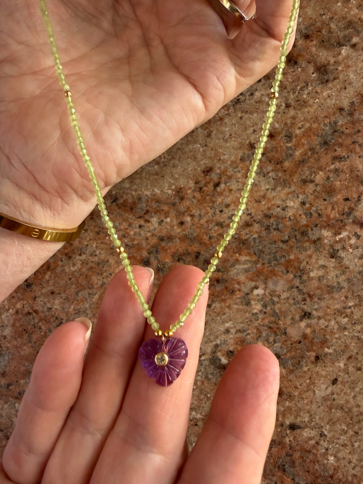 Jaipur Carved Heart Necklace in Amethyst - SHIPS 9TH SEPTEMBER