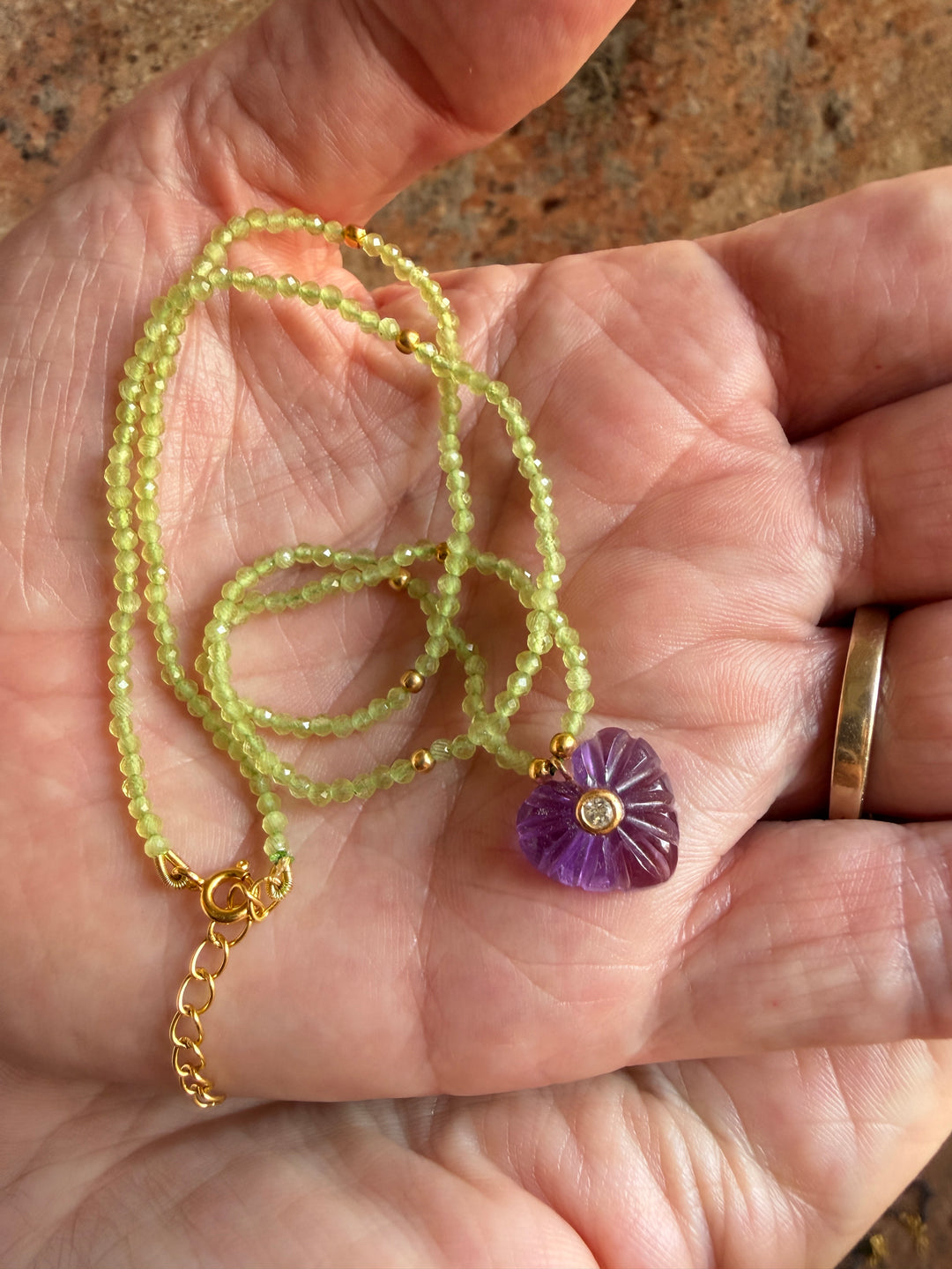 Jaipur Carved Heart Necklace in Amethyst - SHIPS 9TH SEPTEMBER