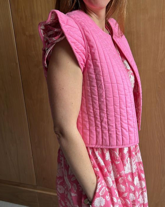 Marnie Reversible Gilet in Pink and White