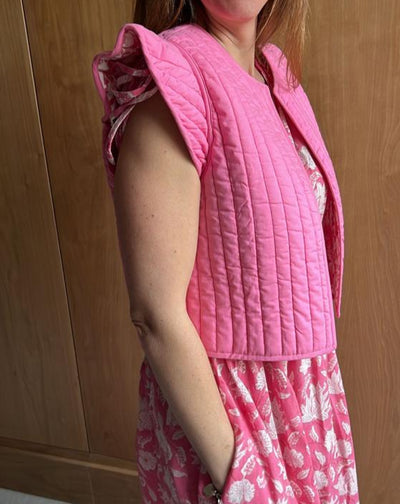 Marnie Reversible Gilet in Pink and White