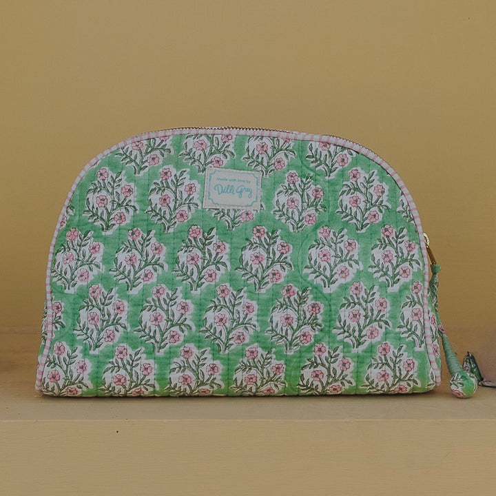 Sage and Pink Mogra Makeup Pouch