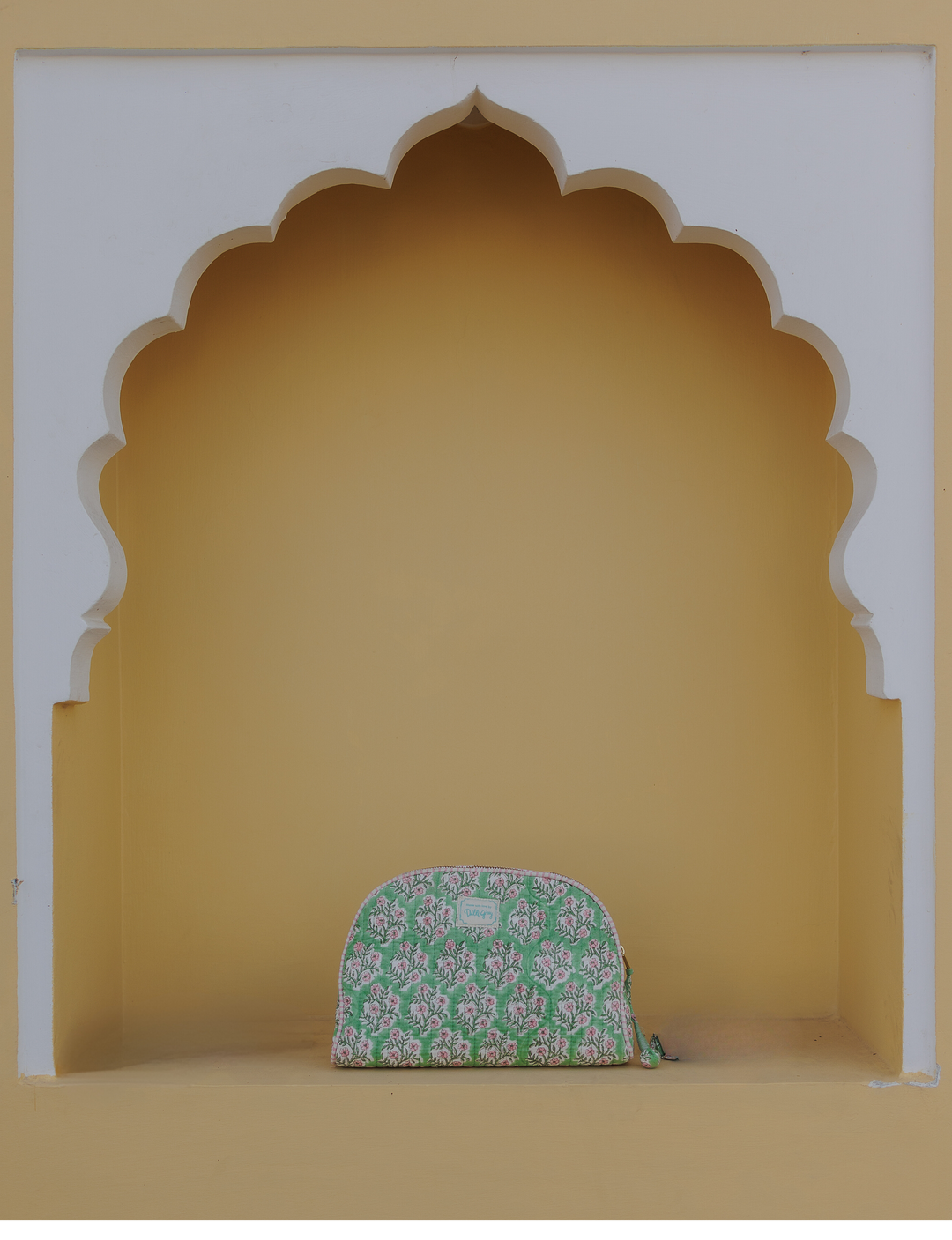 Sage and Pink Mogra Makeup Pouch