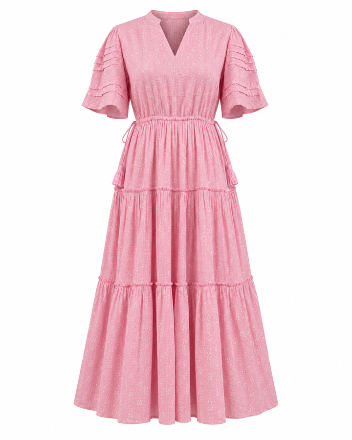 Jayne Mini Butta print midi dress in Jaipur Pink