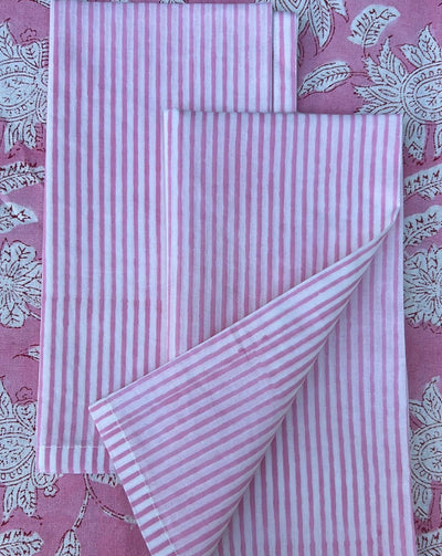Stripe Block Print Napkin Set of 4 in Rani Pink