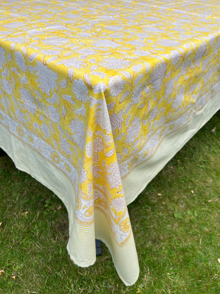 Champaca Print Tablecloth in Sunshine Yellow