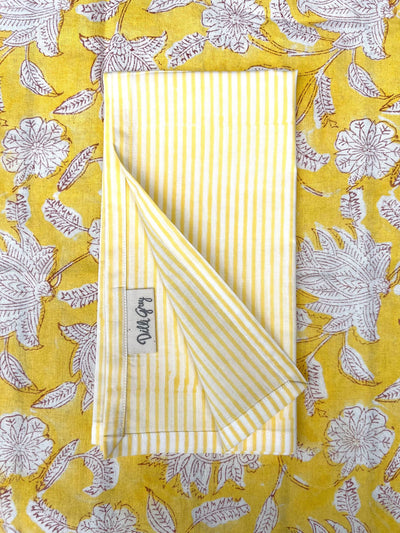 Stripe Block-Print Napkin Set of 4 in Sunshine Yellow