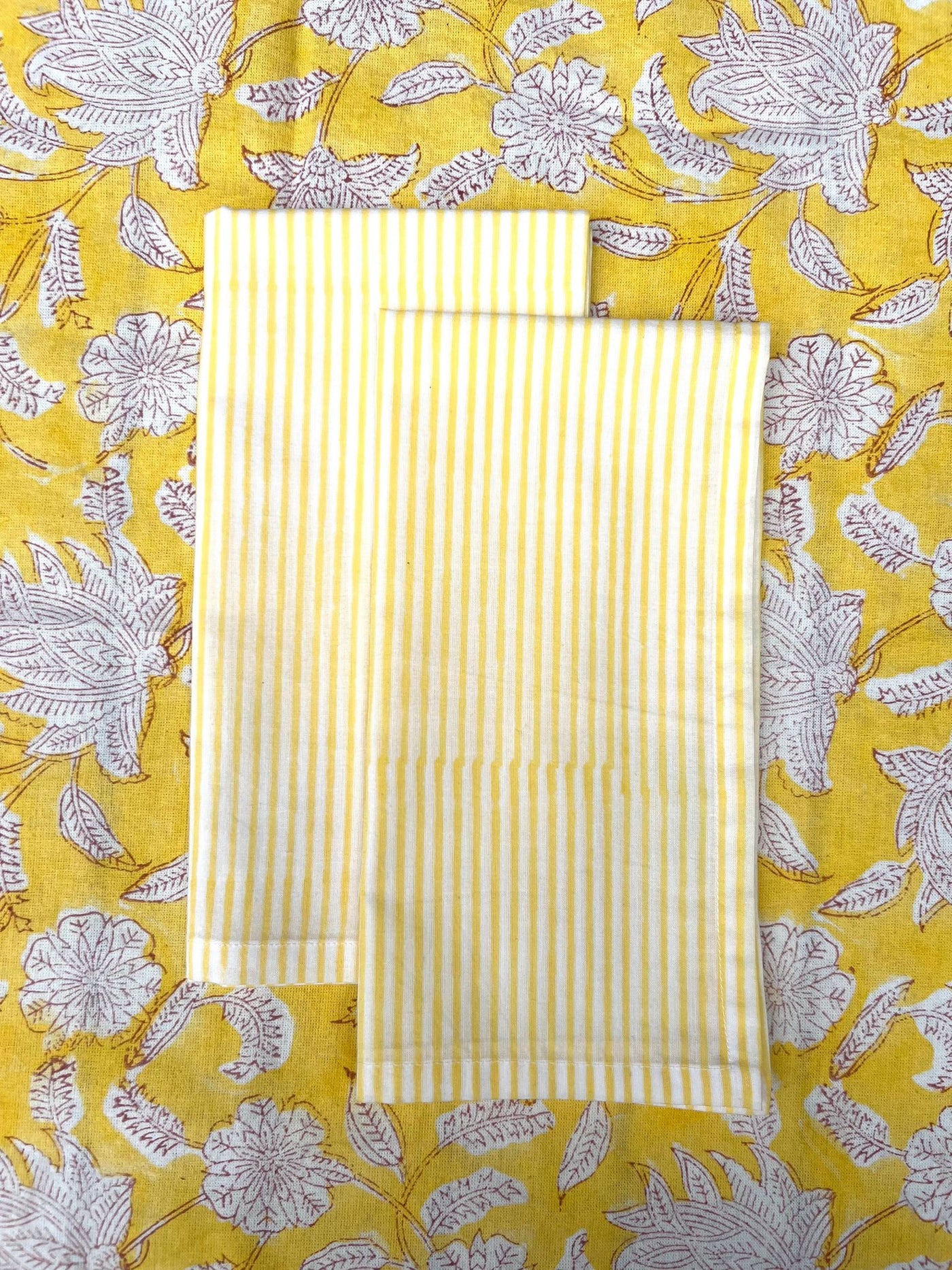 Stripe Block-Print Napkin Set of 4 in Sunshine Yellow