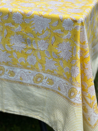 Champaca Print Tablecloth in Sunshine Yellow