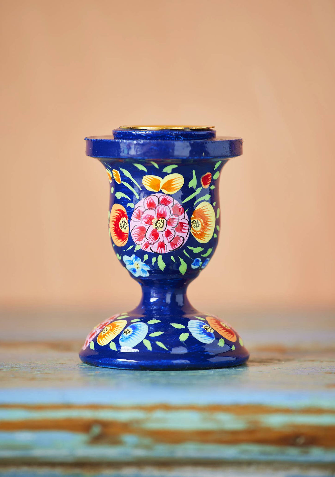 Hand Painted Kashmiri Candlestick - Dilli Grey