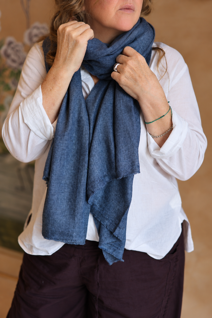 Featherweight Wool Wrap in Denim Blue Marl