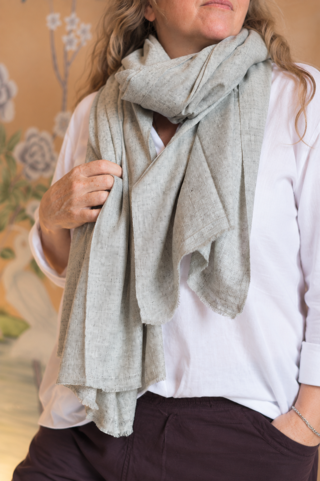 Featherweight Wool Wrap in Dove Grey Marl