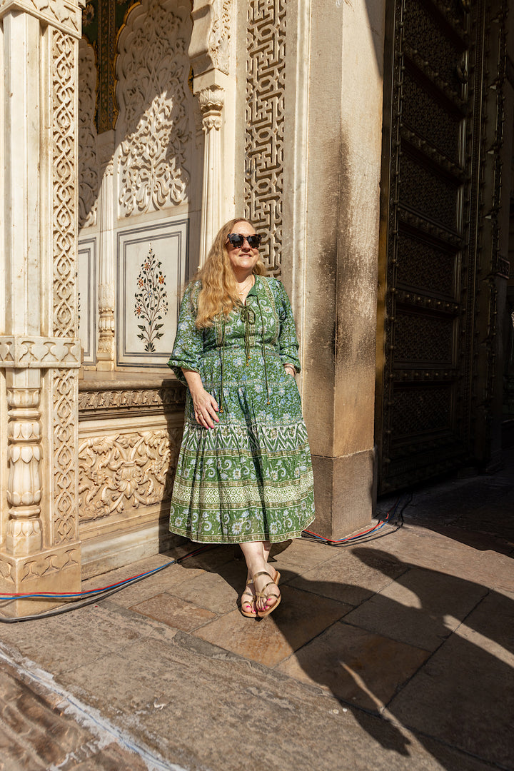 Issy Midi Heritage Dress In Tulsi