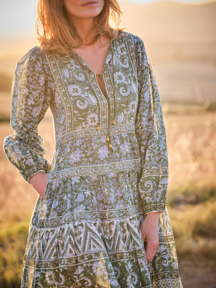 Issy Midi Heritage Dress In Tulsi
