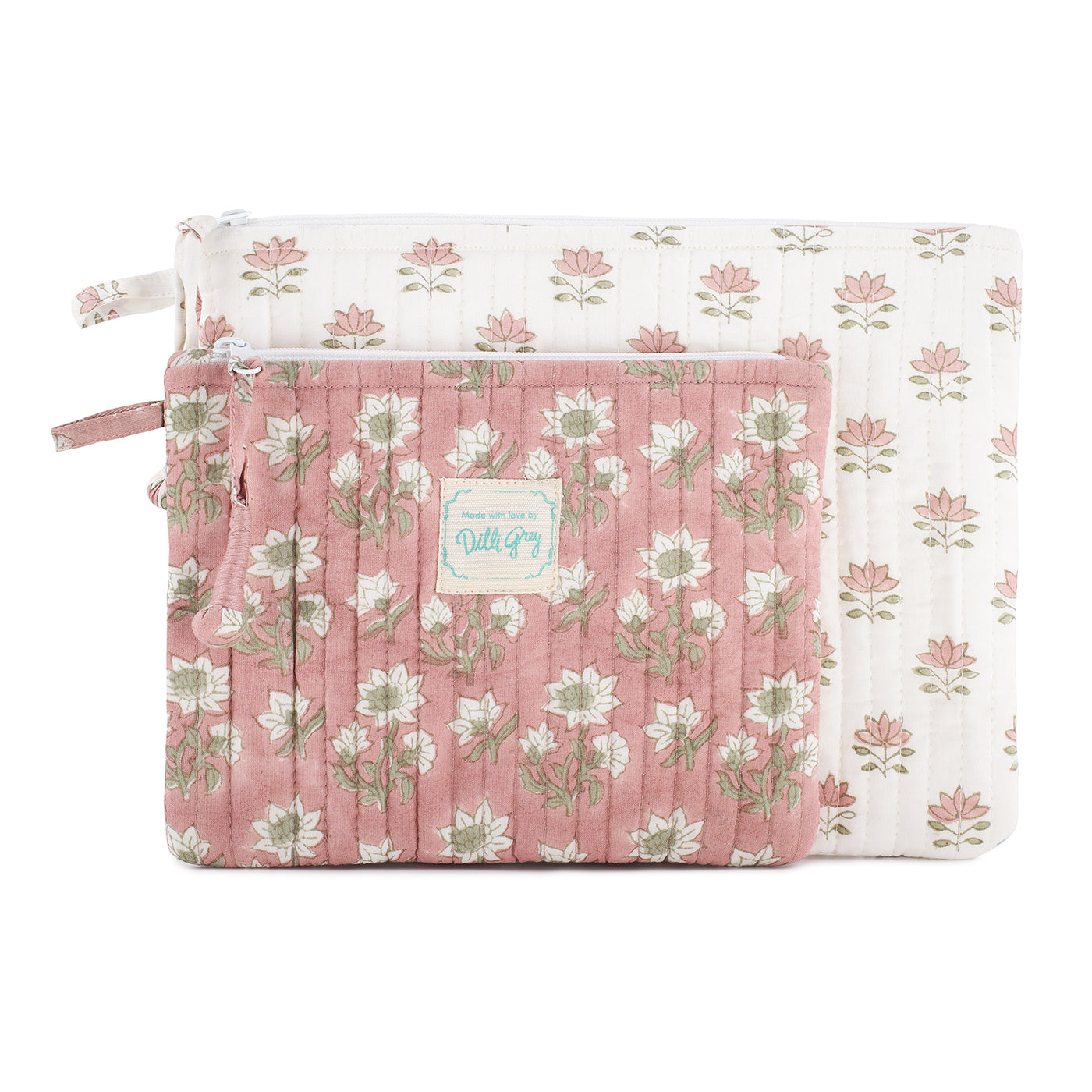 Quilted Pouch Set in Lotus and Aster