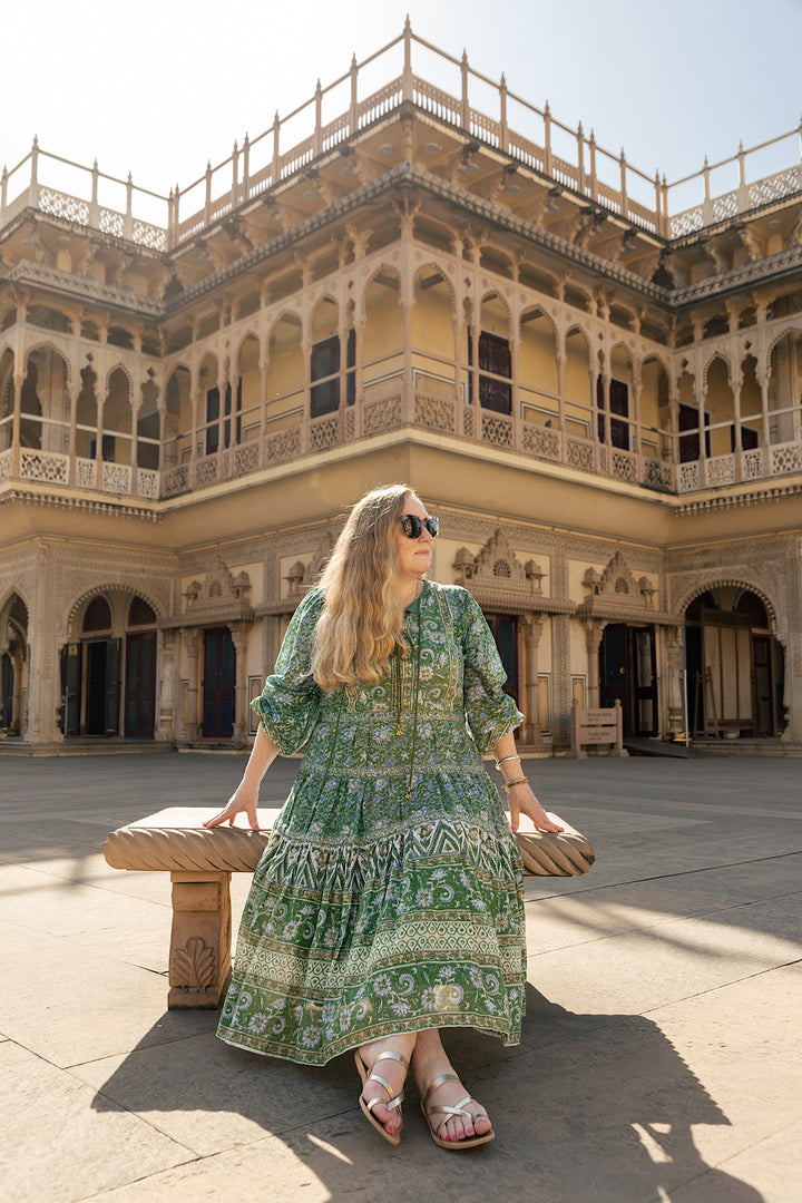 Issy Midi Heritage Dress In Tulsi