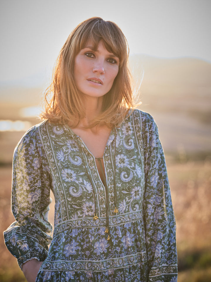 Issy Midi Heritage Dress In Tulsi