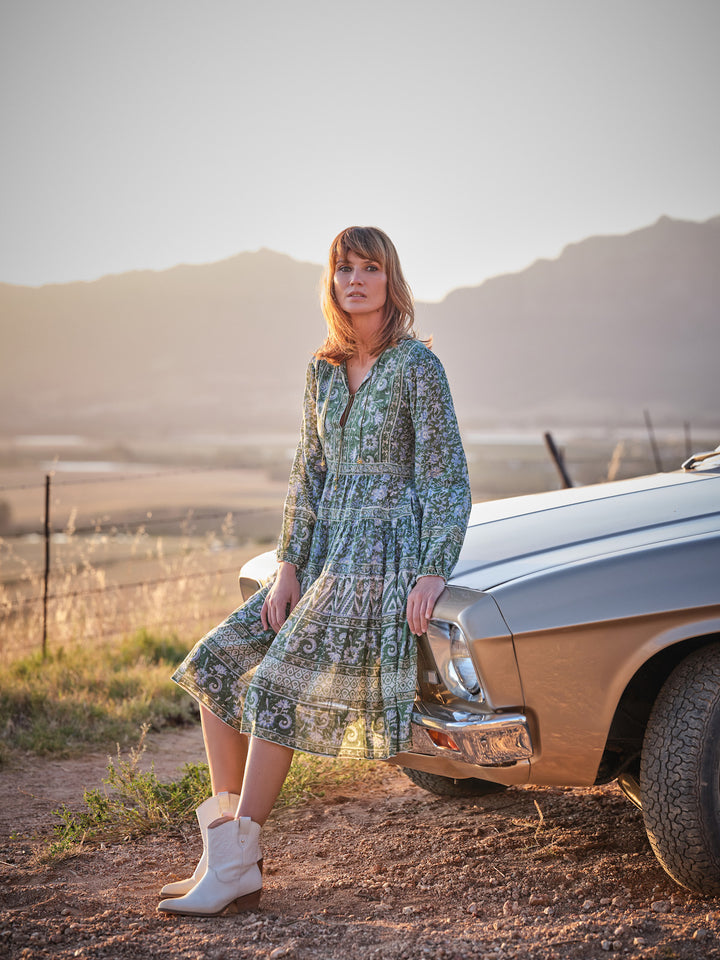 Issy Midi Heritage Dress In Tulsi