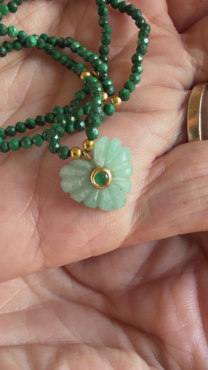 Jaipur Carved Heart Necklace in Amazonite - SHIPS 9TH SEPTEMBER