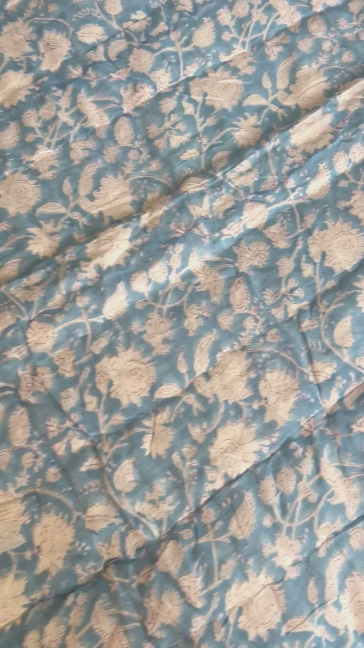 Phool Jaal with mixed border in sky blue