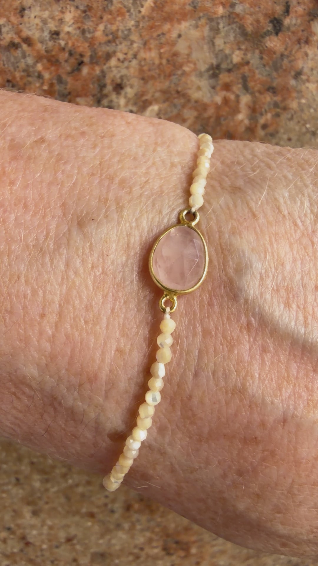 Jaipur Gem Bracelet - Mother of Pearl & Rose Quartz - SHIPS 9TH SEPTEMBER