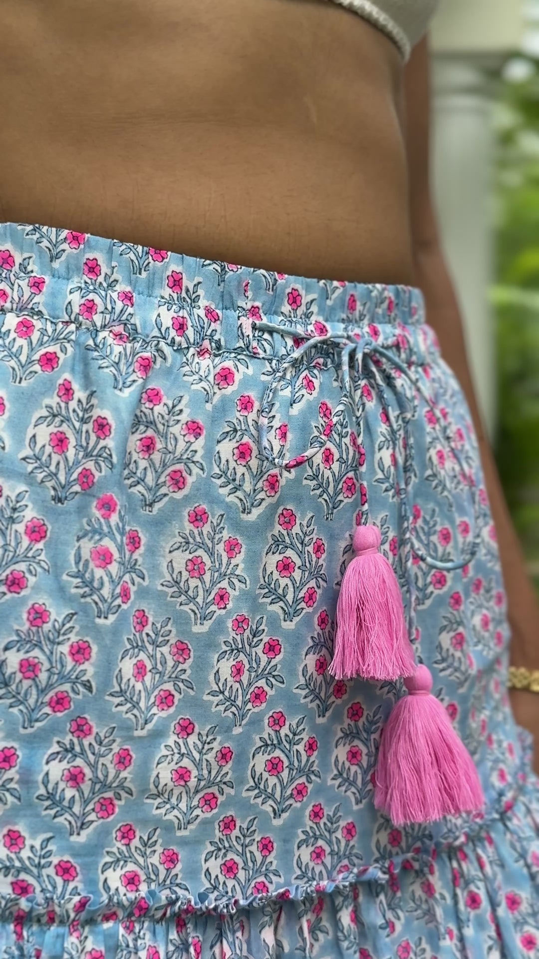 Maya maxi-tiered skirt in dusty blue