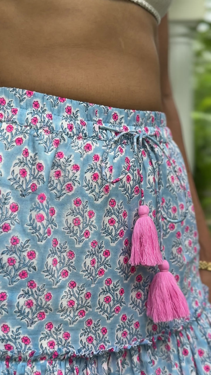Maya maxi-tiered skirt in dusty blue