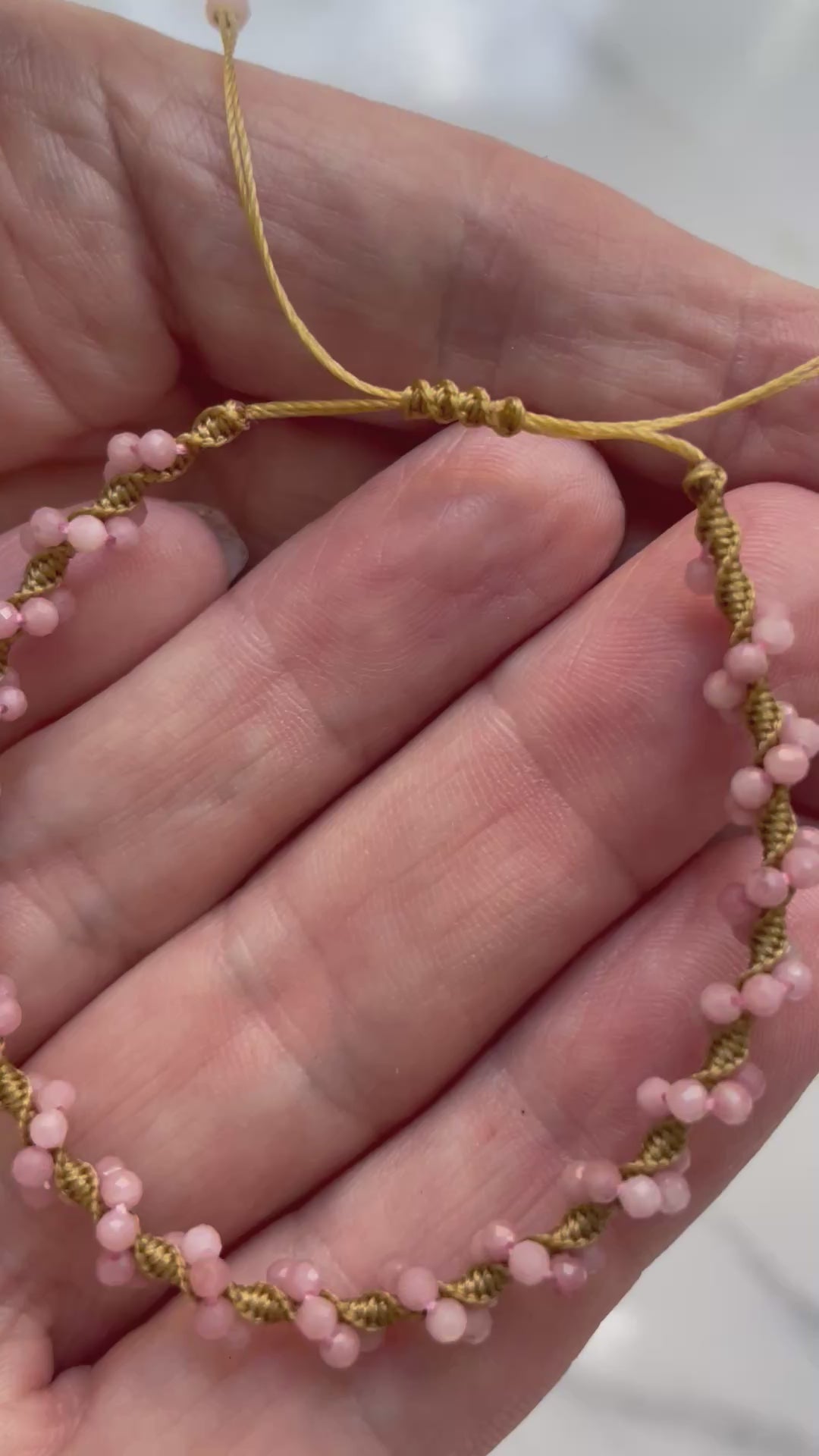 Jaipur Plaited Gem Bracelet in Pink Opal