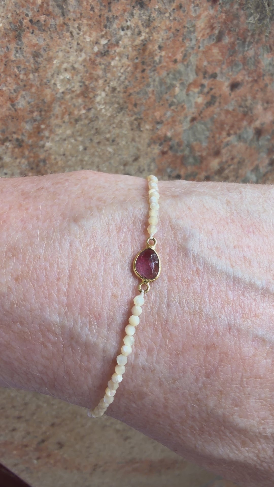 Jaipur Gem Bracelet - Mother of Pearl & Tourmaline- SHIPS 9TH SEPTEMBER