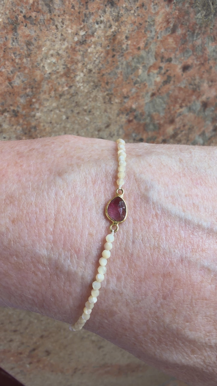 Jaipur Gem Bracelet - Mother of Pearl & Tourmaline- SHIPS 9TH SEPTEMBER