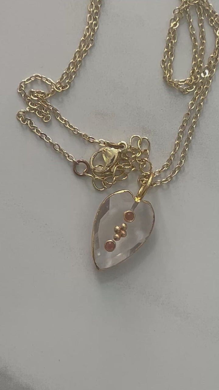 Jaipur Faceted Heart Necklace in Quartz
