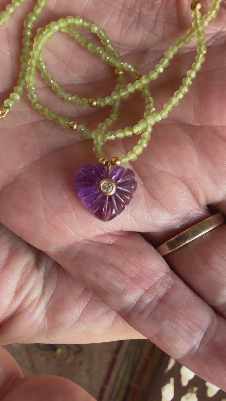 Jaipur Carved Heart Necklace in Amethyst - SHIPS 9TH SEPTEMBER