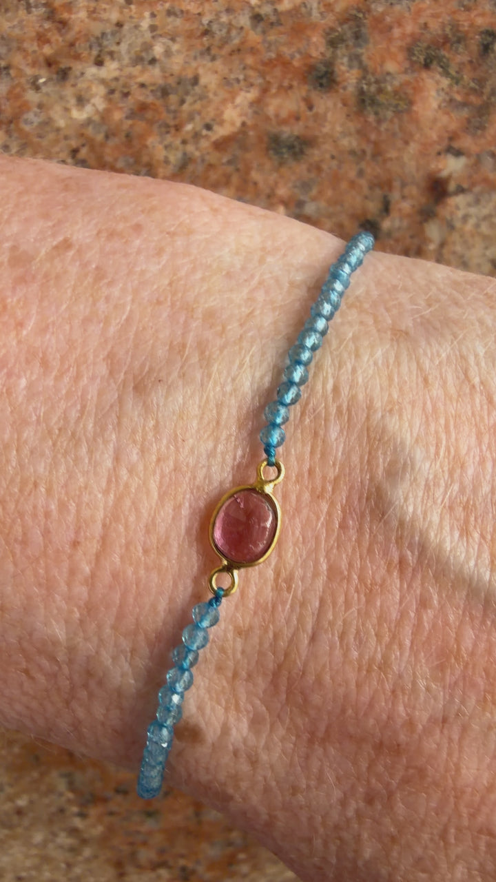 Jaipur Gem Bracelet - Blue Topaz & Tourmaline  - SHIPS 9TH SEPTEMBER