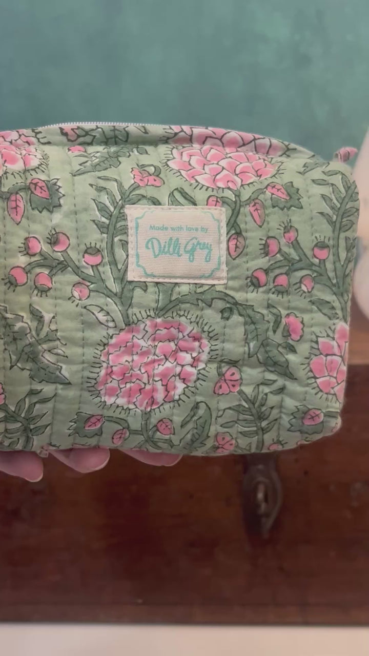 Johari Mini Washbag in sage and pink