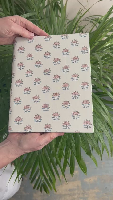 Lotus covered journal in glacier blue