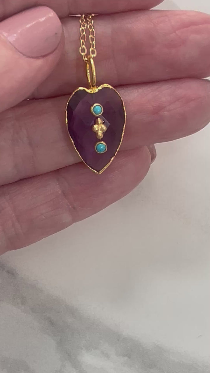Jaipur Faceted Heart Necklace in Amethyst
